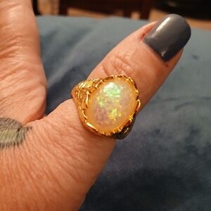 Elegant Gold  Filled Imatation Opal Ring Size 11